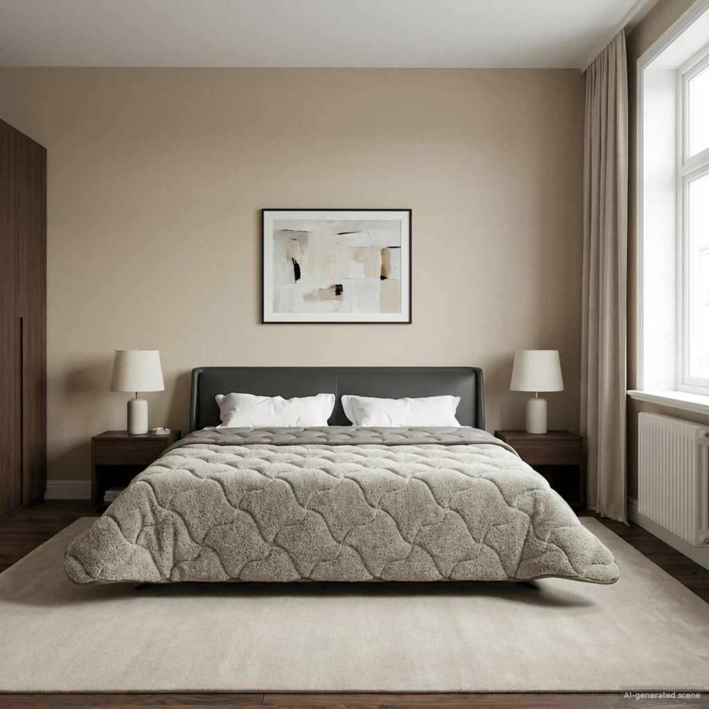 Sommerdecke Hellgrau 200 x 240 cm Mikrofaser und Teddy-Fleece