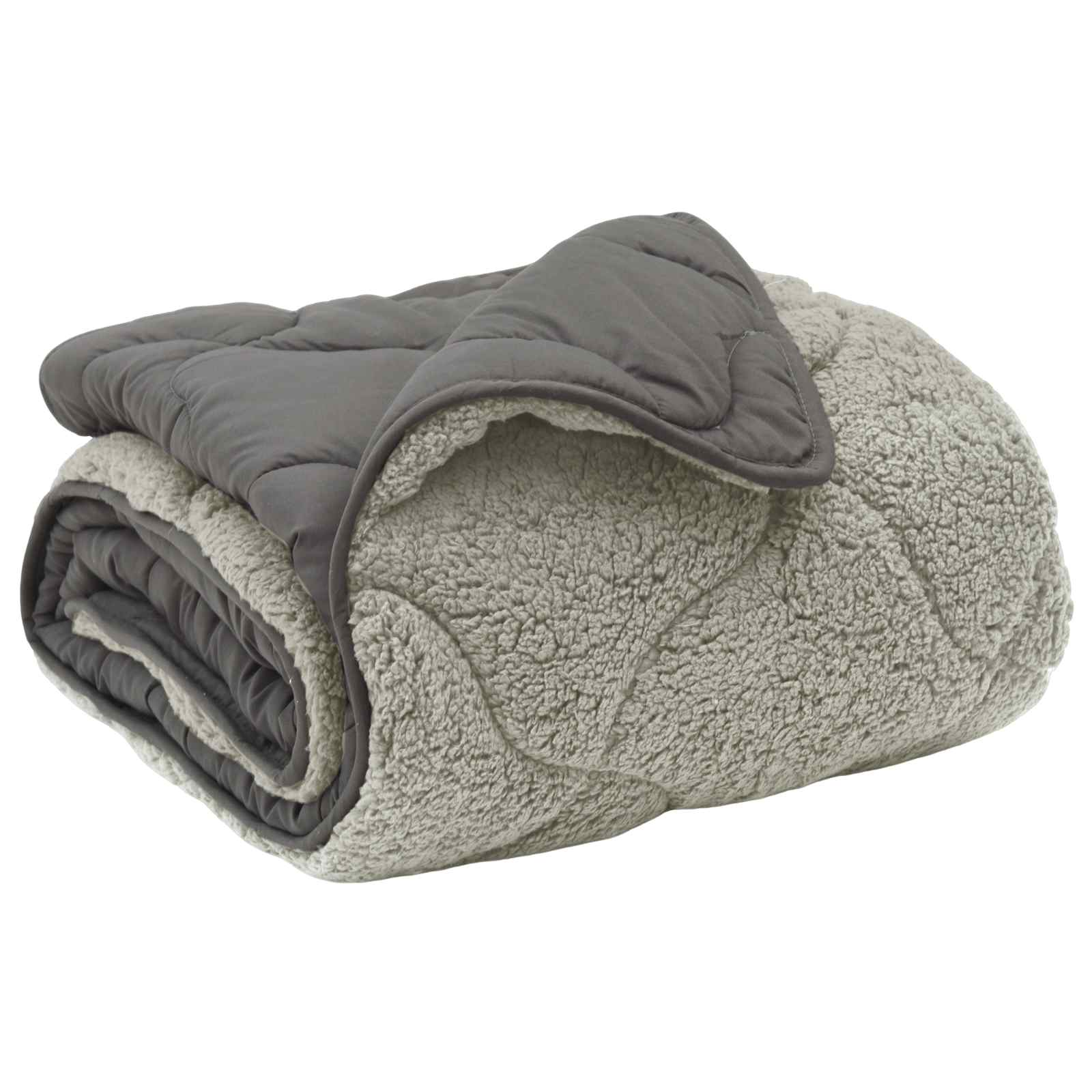 Sommerdecke Hellgrau 200 x 240 cm Mikrofaser und Teddy-Fleece