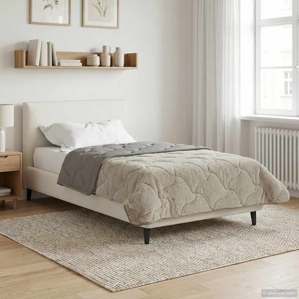 Sommerdecke Hellgrau 140 x 220 cm Mikrofaser und Teddy-Fleece