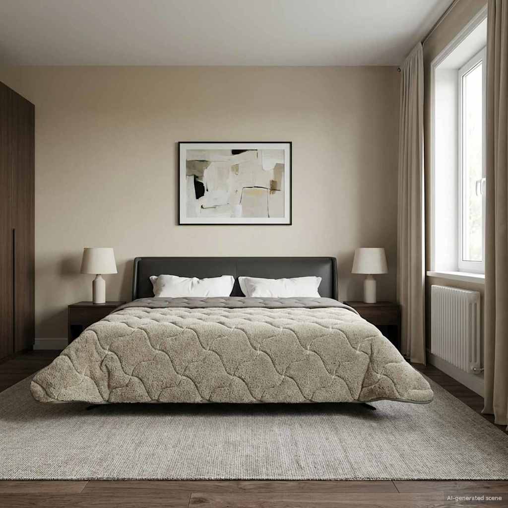 Sommerdecke Hellgrau 220 x 240 cm Mikrofaser und Teddy-Fleece