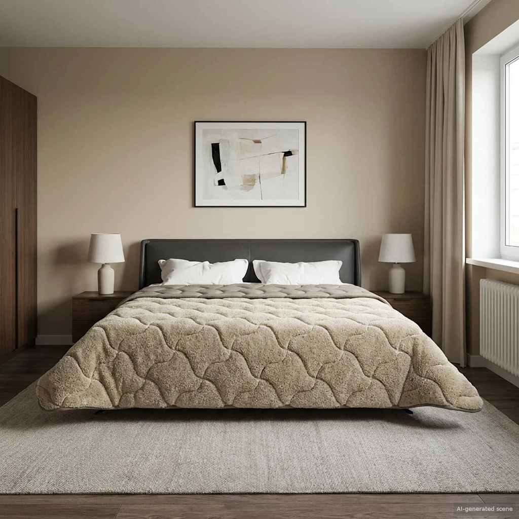Sommerdecke Hellgrau 220 x 260 cm Mikrofaser und Teddy-Fleece