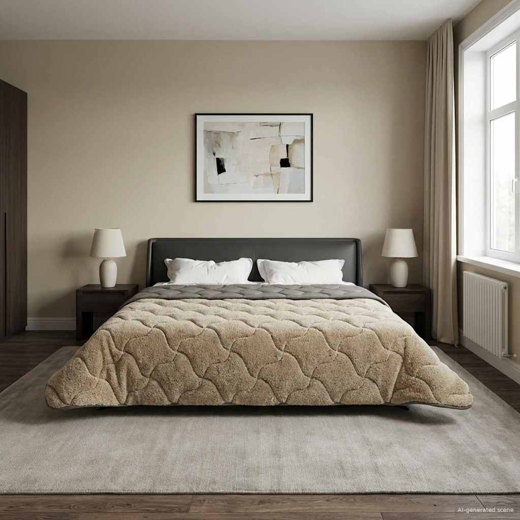 Sommerdecke Hellgrau 240 x 260 cm Mikrofaser und Teddy-Fleece