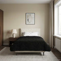 Sommerdecke Schwarz 140 x 200 cm Mikrofaser und Teddy-Fleece