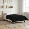 Sommerdecke Schwarz 155 x 200 cm Mikrofaser und Teddy-Fleece