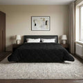 Sommerdecke Schwarz 200 x 200 cm Mikrofaser und Teddy-Fleece