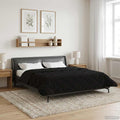 Sommerdecke Schwarz 200 x 220 cm Mikrofaser und Teddy-Fleece