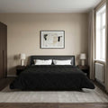 Sommerdecke Schwarz 220 x 260 cm Mikrofaser und Teddy-Fleece