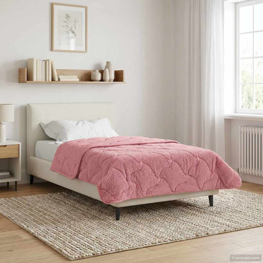 Sommerdecke Rosa 140 x 220 cm Mikrofaser und Teddy-Fleece