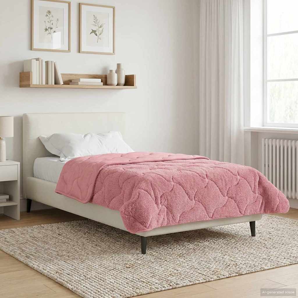 Sommerdecke Rosa 155 x 200 cm Mikrofaser und Teddy-Fleece