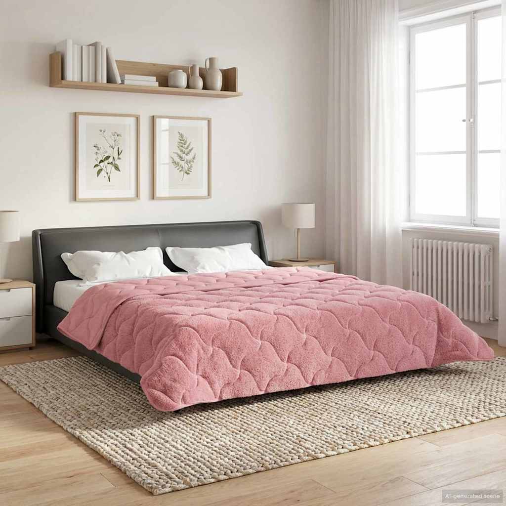 Sommerdecke Rosa 200 x 240 cm Mikrofaser und Teddy-Fleece