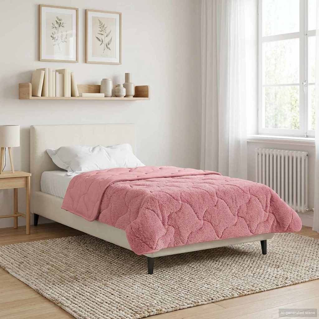 Sommerdecke Rosa 135 x 200 cm Mikrofaser und Teddy-Fleece