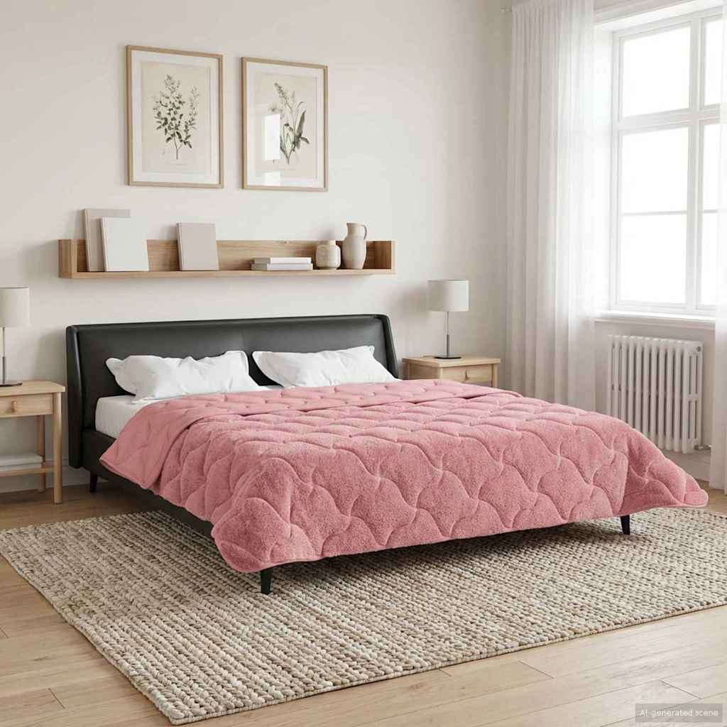 Sommerdecke Rosa 200 x 220 cm Mikrofaser und Teddy-Fleece