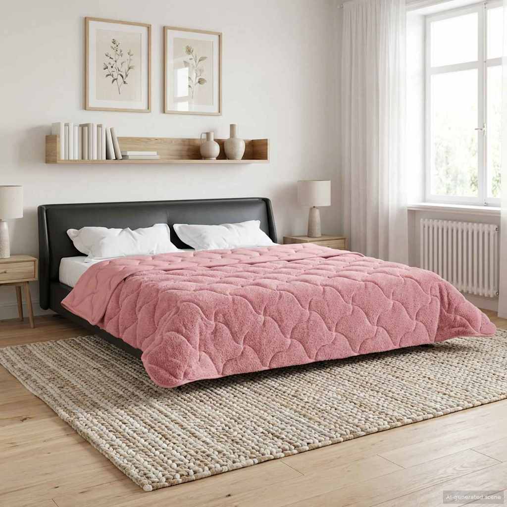 Sommerdecke Rosa 220 x 260 cm Mikrofaser und Teddy-Fleece