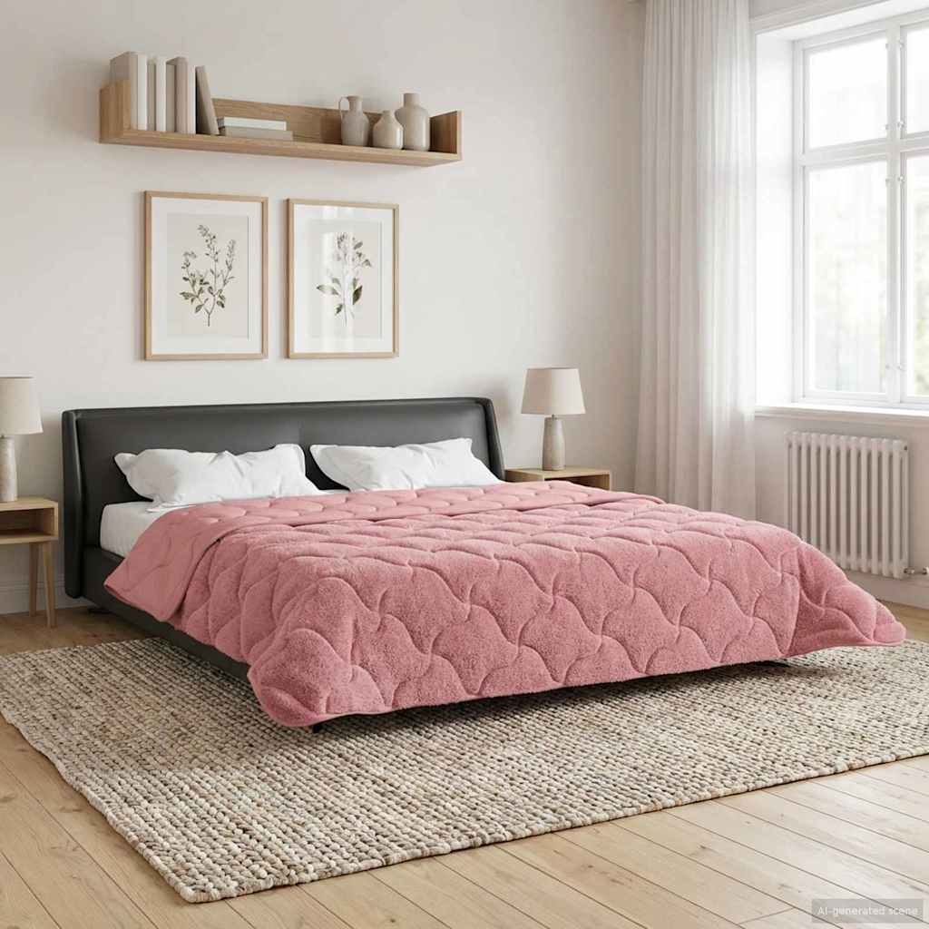 Sommerdecke Rosa 240 x 260 cm Mikrofaser und Teddy-Fleece