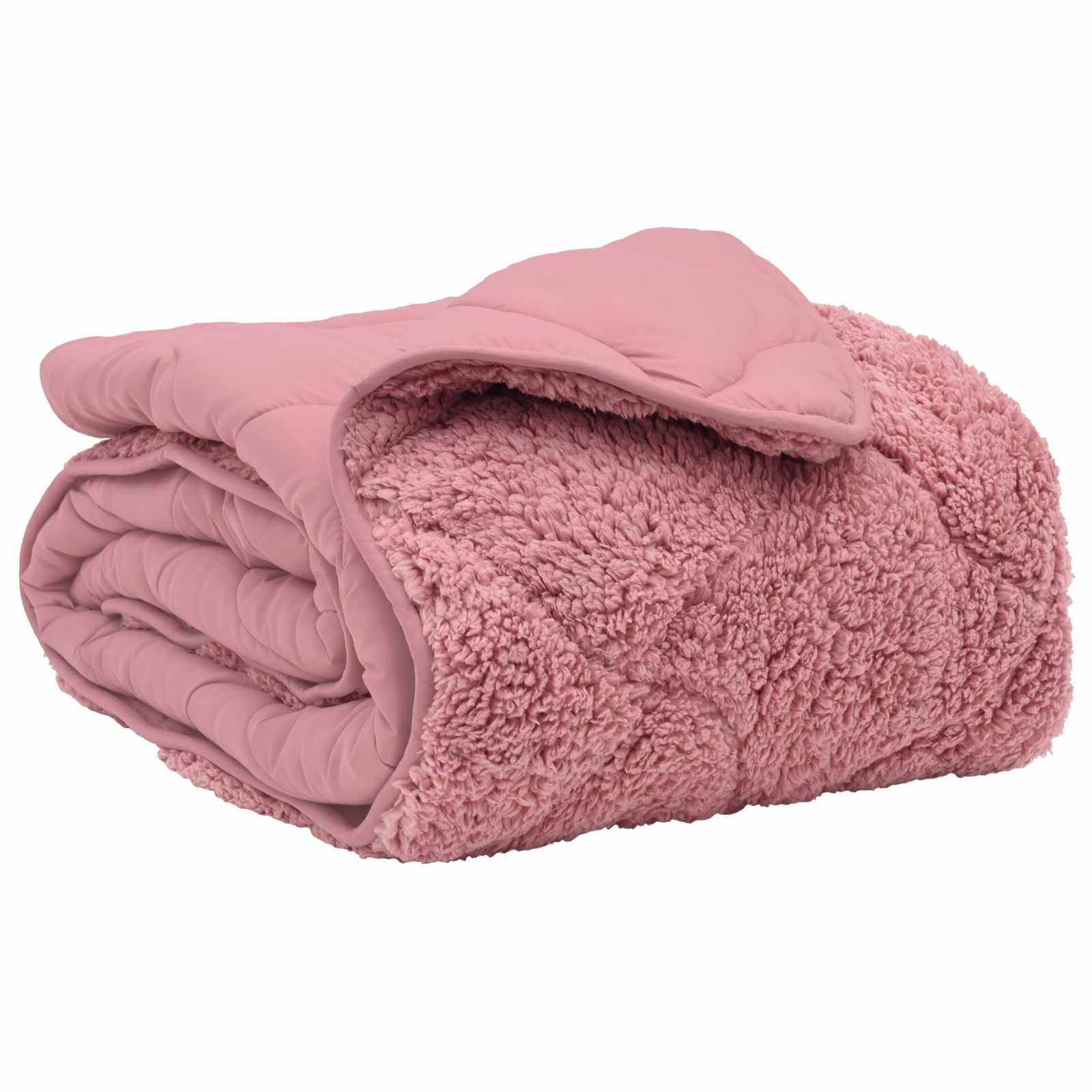 Sommerdecke Rosa 240 x 260 cm Mikrofaser und Teddy-Fleece
