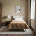 Sommerdecke Taupe 155 x 200 cm Mikrofaser und Teddy-Fleece