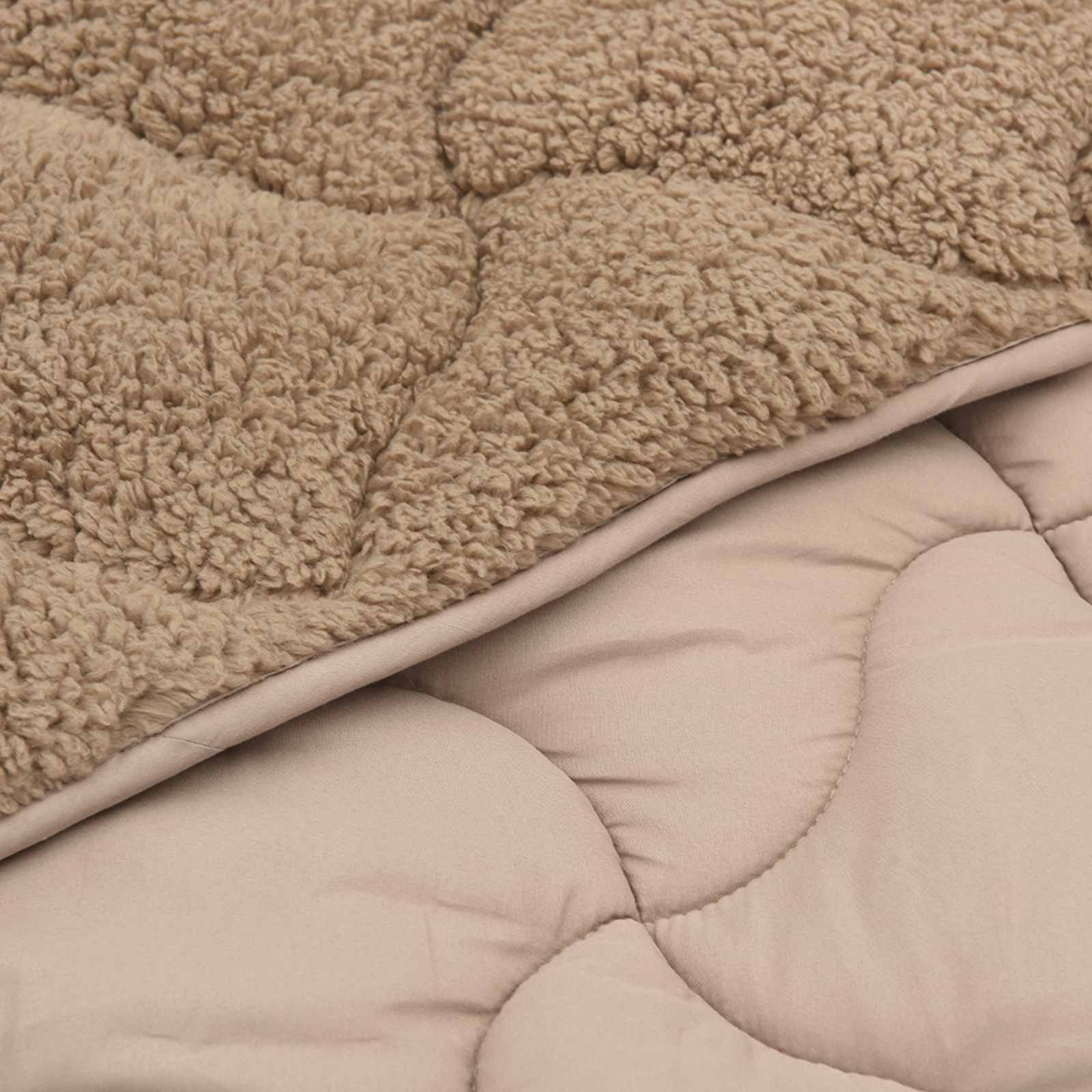 Sommerdecke Taupe 200 x 200 cm Mikrofaser und Teddy-Fleece