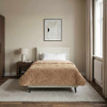 Sommerdecke Taupe 135 x 220 cm Mikrofaser und Teddy-Fleece