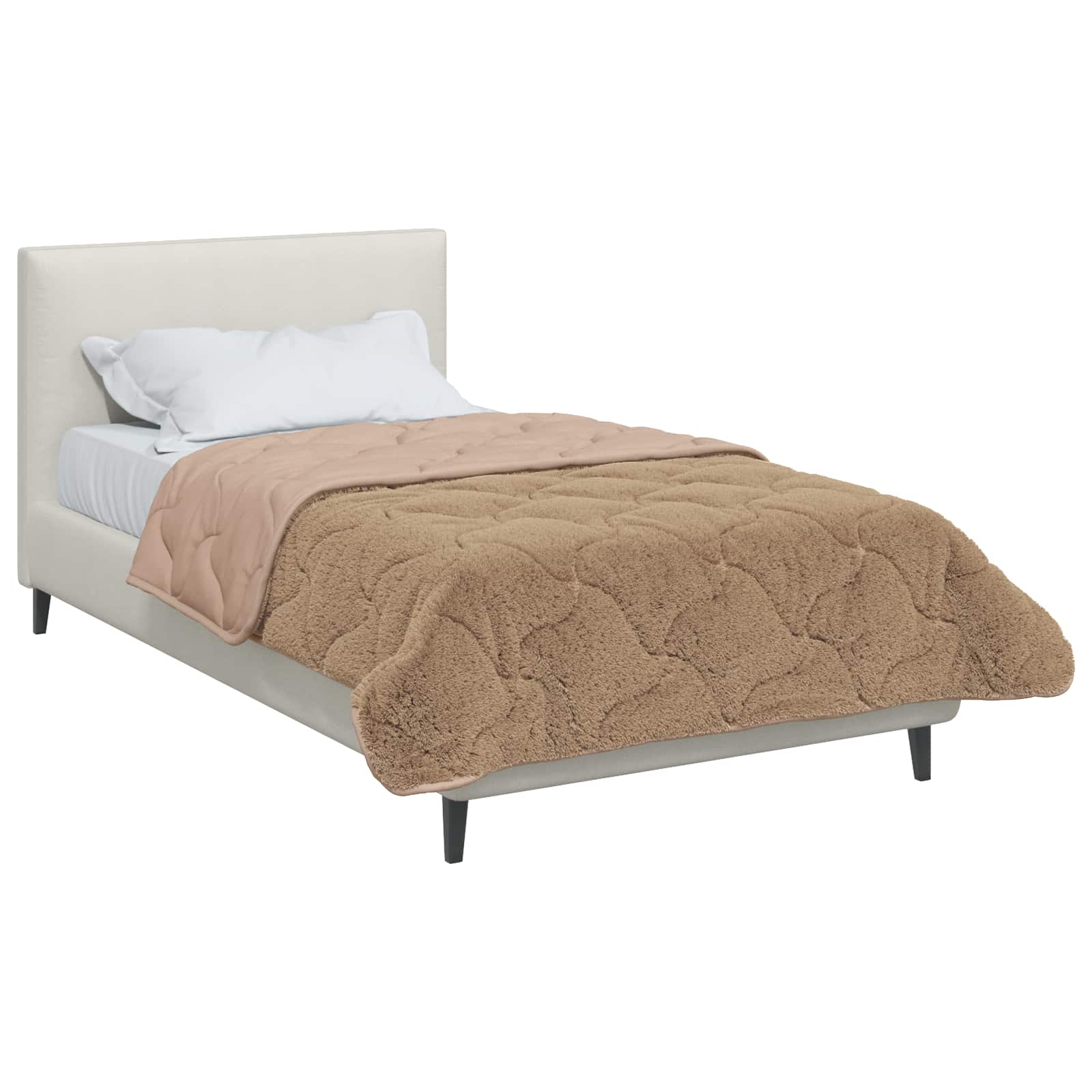 Sommerdecke Taupe 155 x 220 cm Mikrofaser und Teddy-Fleece
