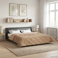 Sommerdecke Taupe 240 x 260 cm Mikrofaser und Teddy-Fleece