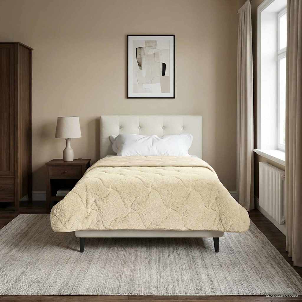 Sommerdecke Creme 135 x 200 cm Mikrofaser und Teddy-Fleece