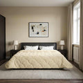 Sommerdecke Creme 200 x 240 cm Mikrofaser und Teddy-Fleece