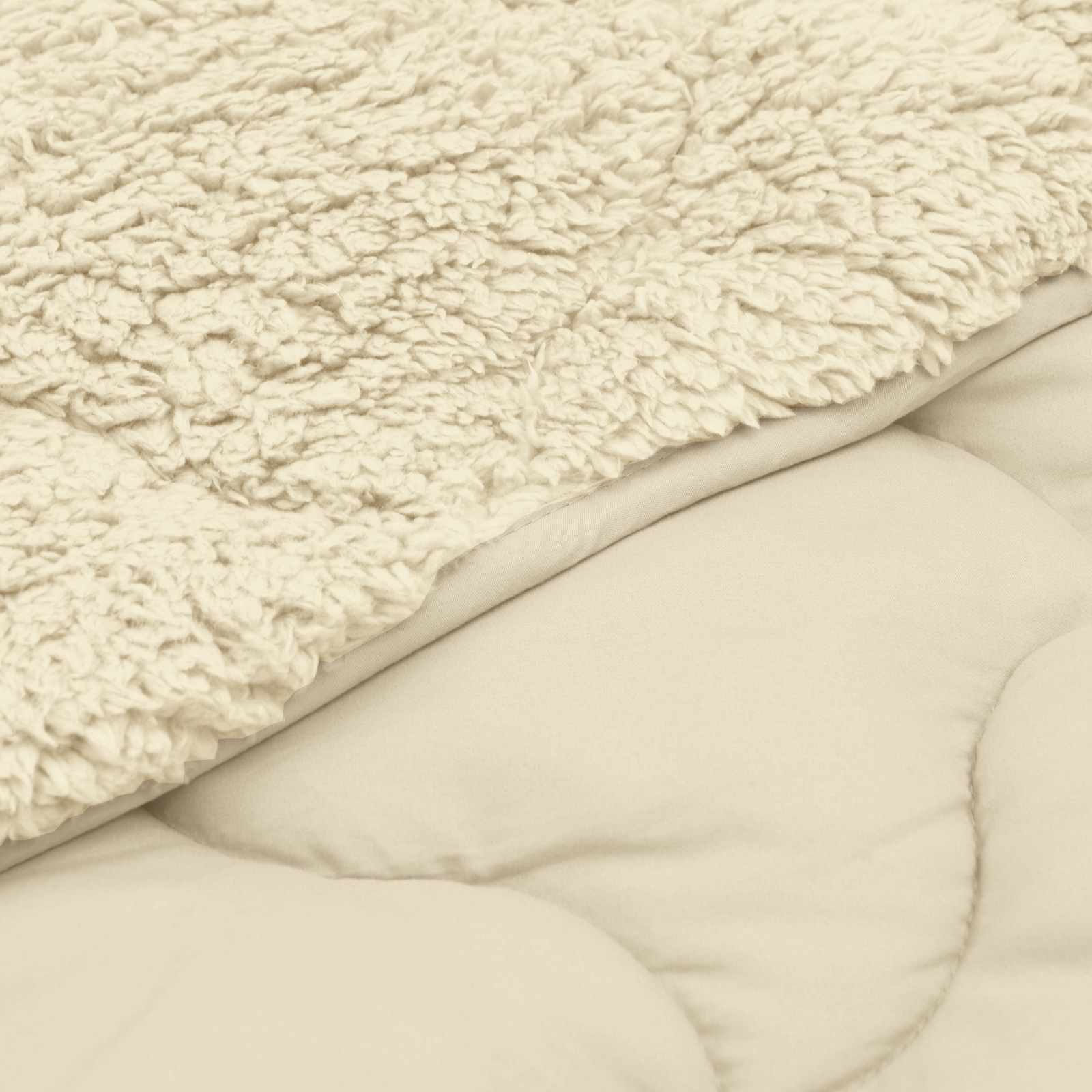 Sommerdecke Creme 140 x 220 cm Mikrofaser und Teddy-Fleece