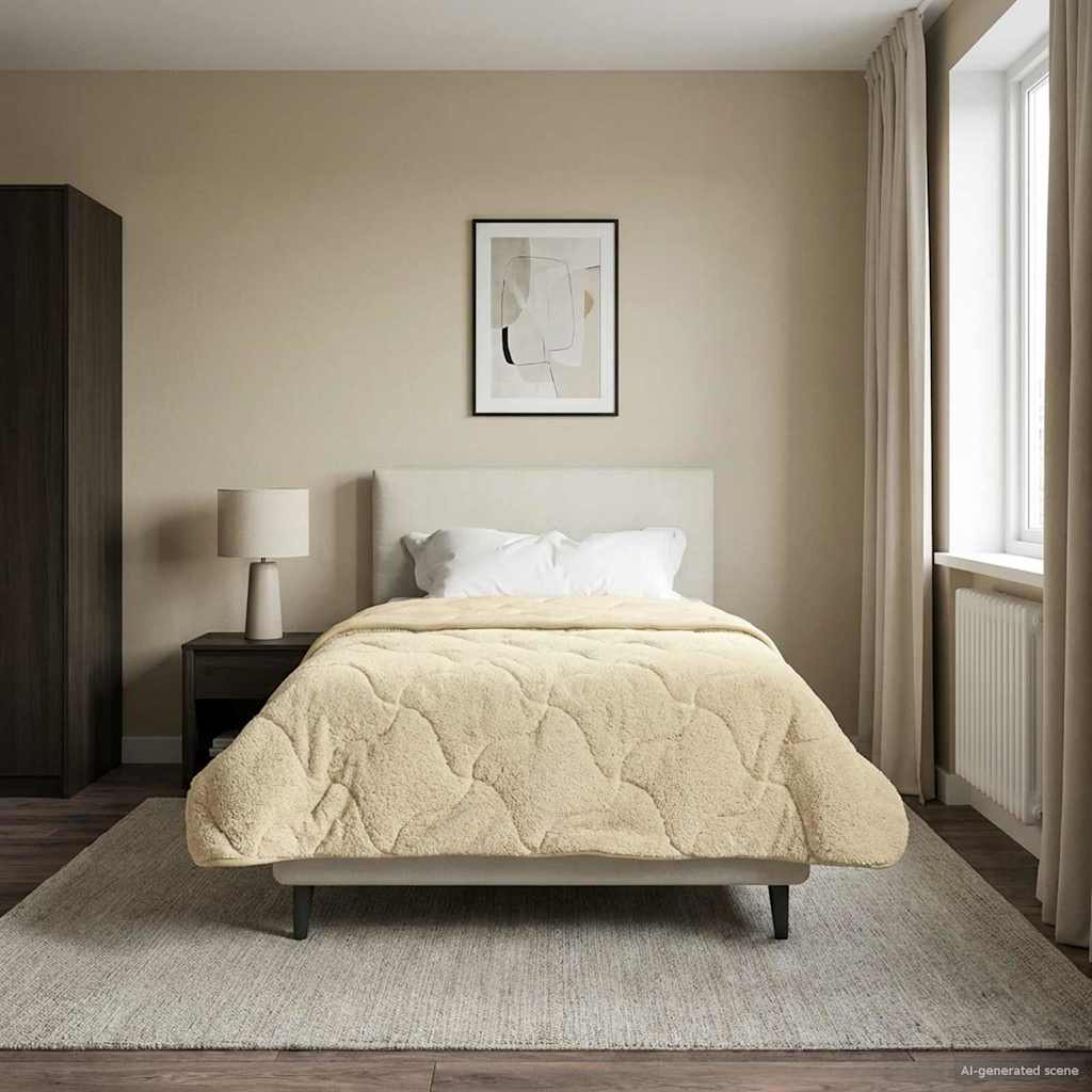 Sommerdecke Creme 140 x 220 cm Mikrofaser und Teddy-Fleece