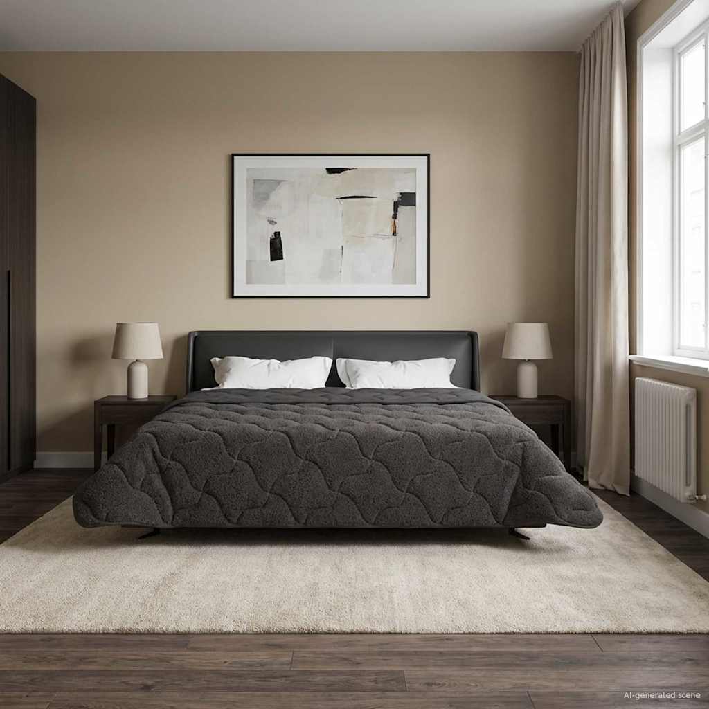 Ganzjahresbettdecke Gepolstert Anthrazit 200 x 240 cm