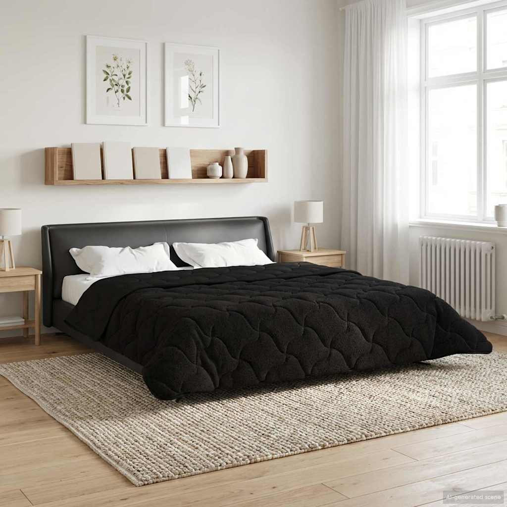Ganzjahresbettdecke Gepolstert Schwarz 220 x 260 cm