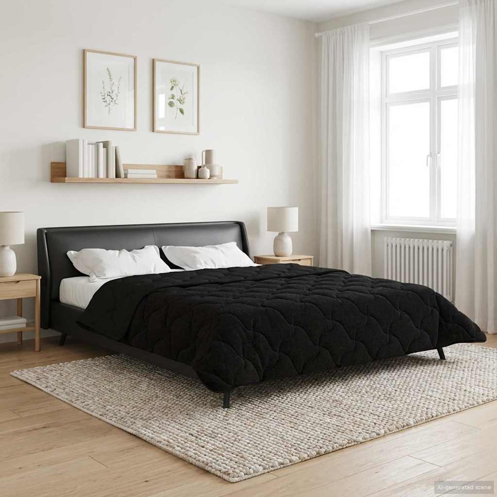 Ganzjahresbettdecke Gepolstert Schwarz 240 x 260 cm