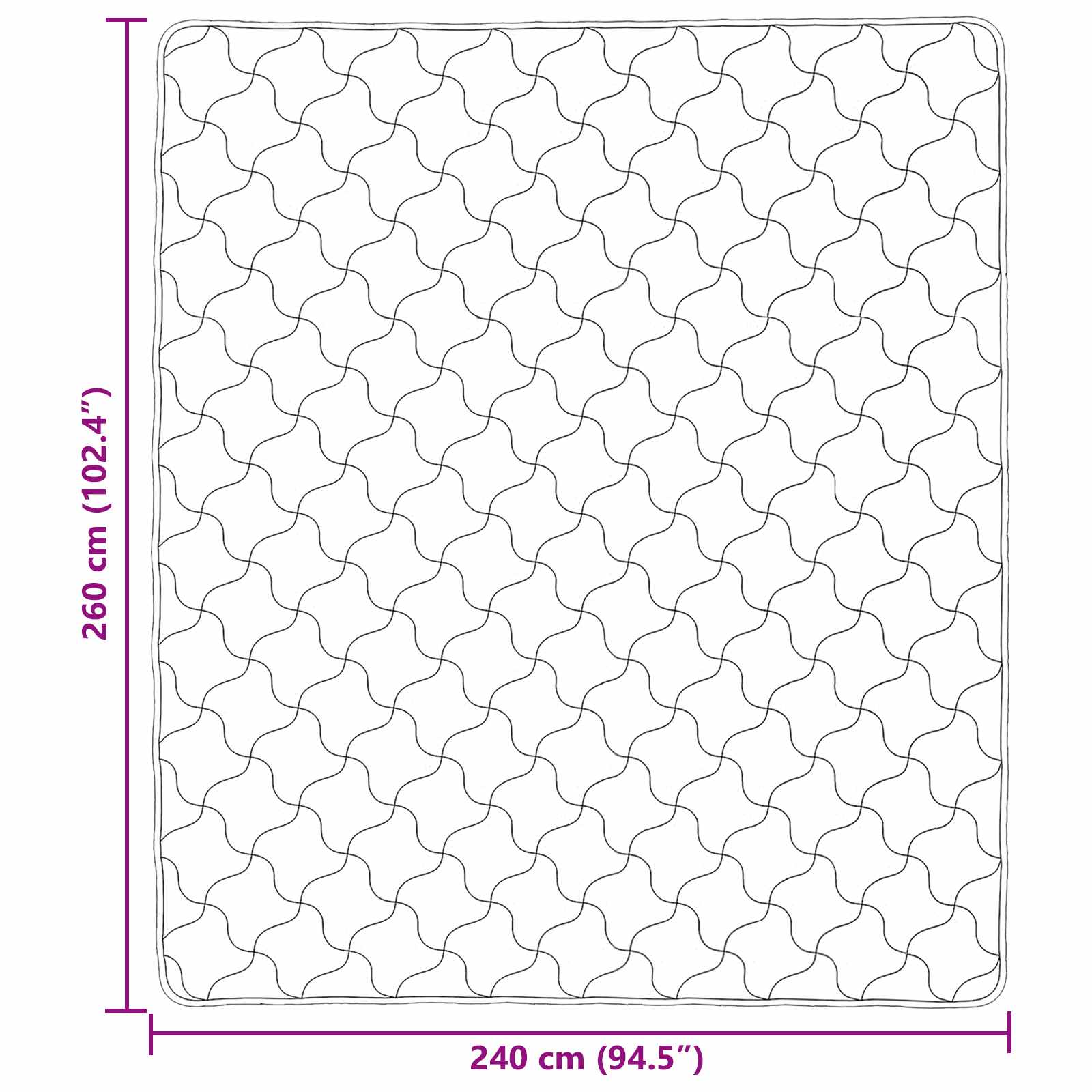 Ganzjahresbettdecke Gepolstert Schwarz 240 x 260 cm