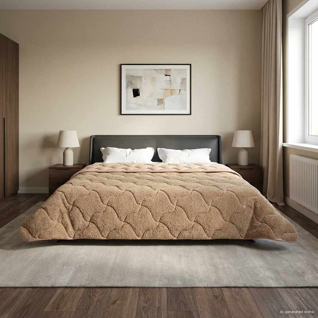 Ganzjahresbettdecke Gepolstert Taupe 220 x 260 cm