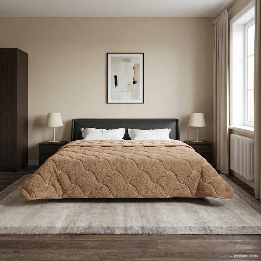 Ganzjahresbettdecke Gepolstert Taupe 240 x 260 cm