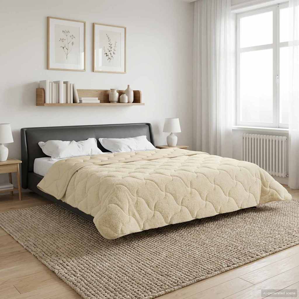 Ganzjahresbettdecke Gepolstert Creme 200 x 200 cm