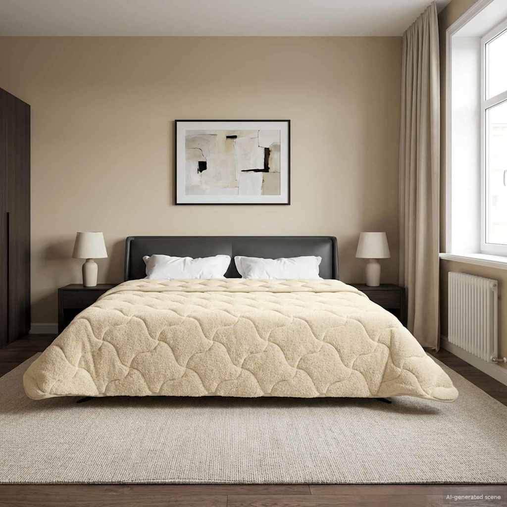 Ganzjahresbettdecke Gepolstert Creme 200 x 240 cm