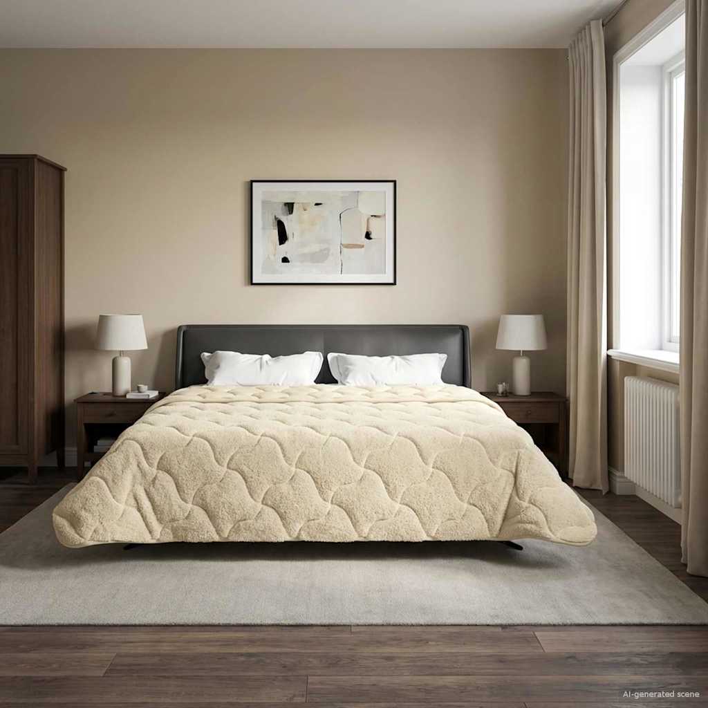Ganzjahresbettdecke Gepolstert Creme 200 x 220 cm