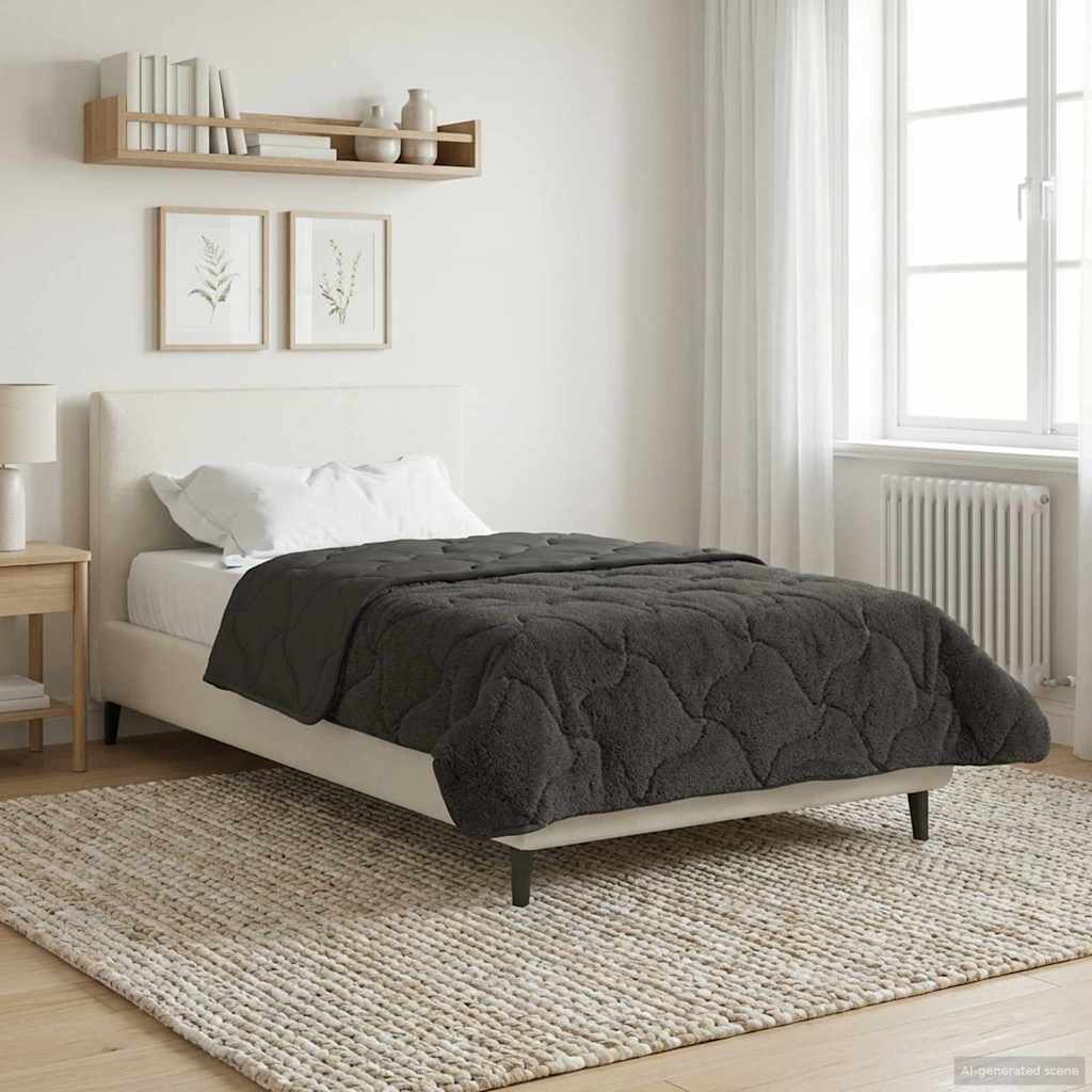 Winterbettdecke Gepolstert Anthrazit 155 x 220 cm