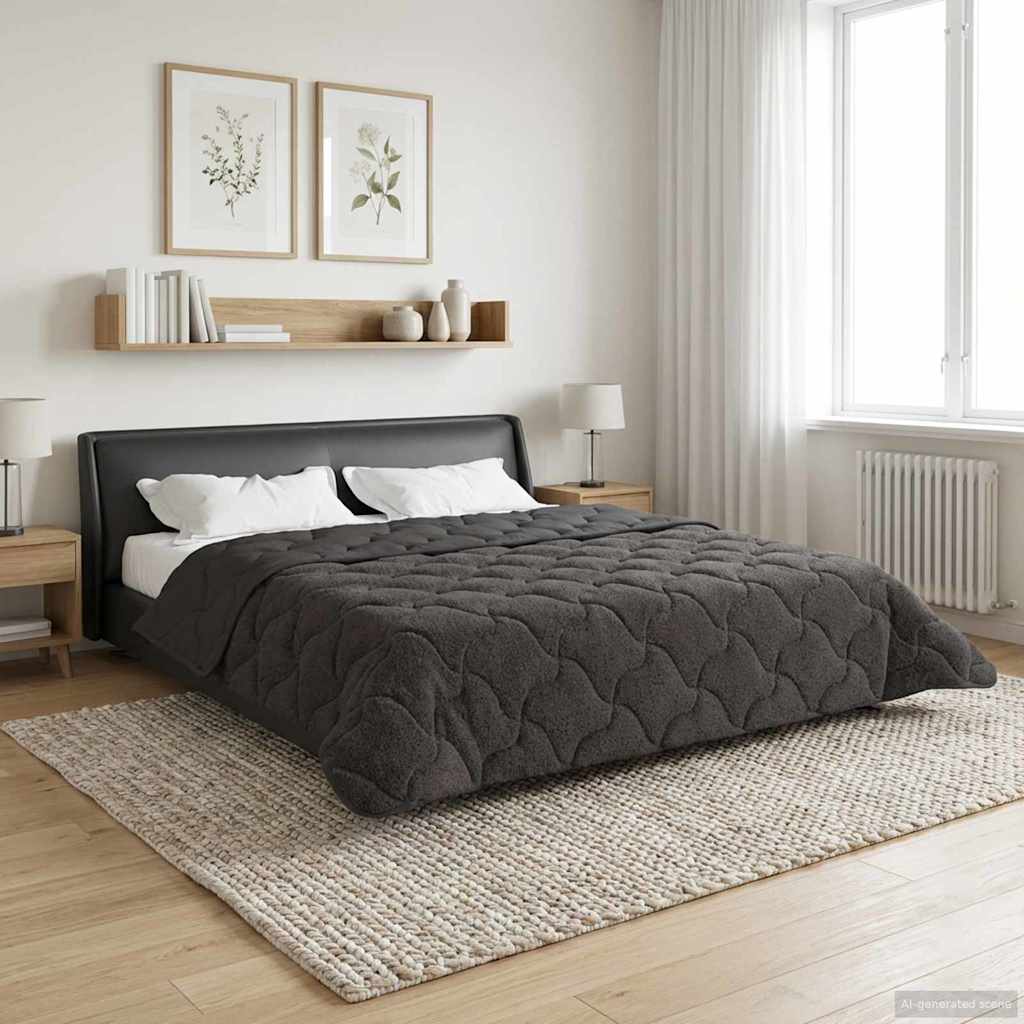 Winterbettdecke Gepolstert Anthrazit 220 x 260 cm