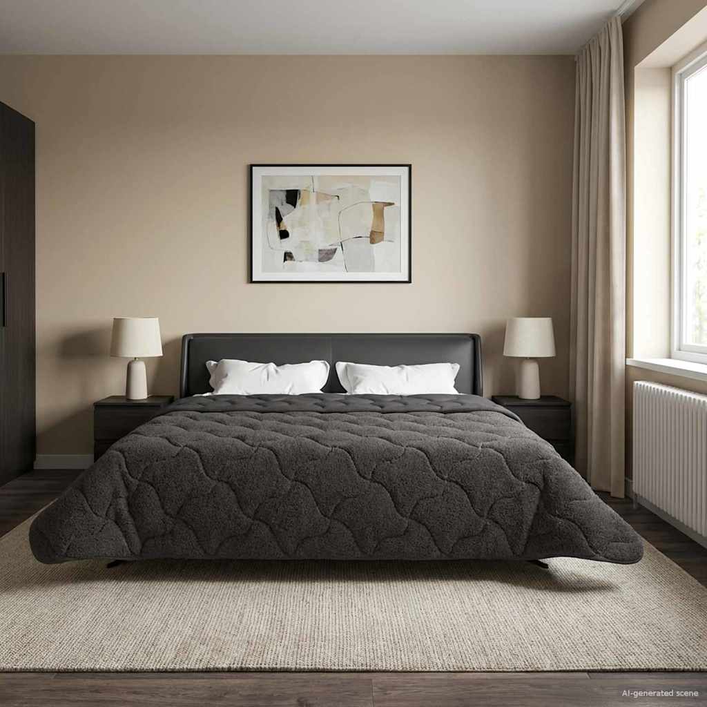 Winterbettdecke Gepolstert Anthrazit 240 x 260 cm