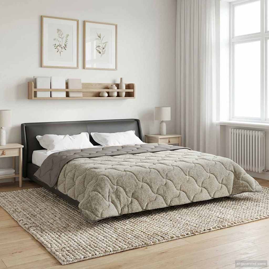 Winterbettdecke Gepolstert Hellgrau 200 x 200 cm