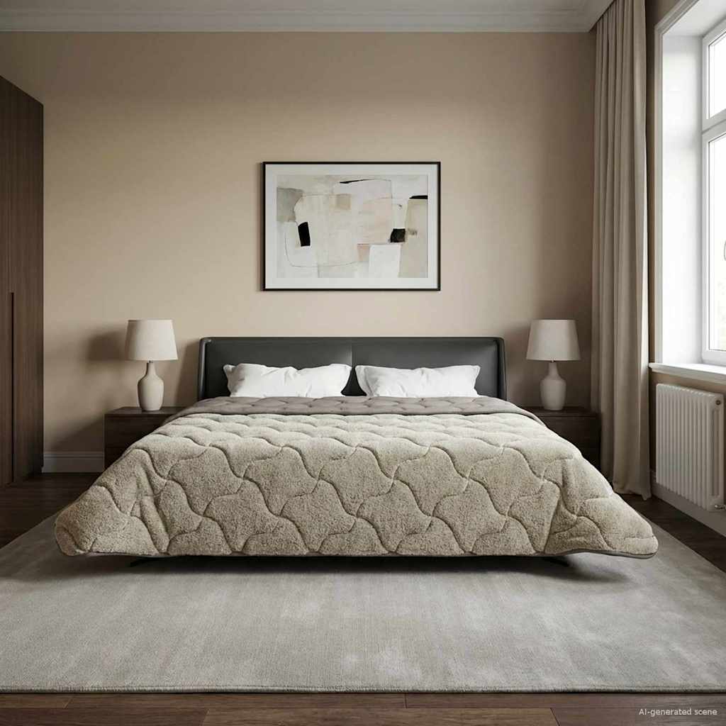 Winterbettdecke Gepolstert Hellgrau 240 x 260 cm