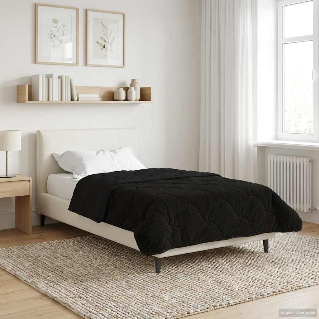 Winterbettdecke Gepolstert Schwarz 155 x 200 cm