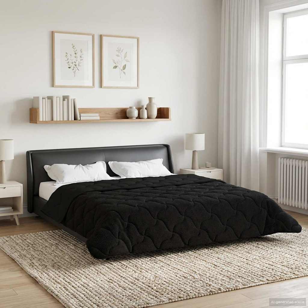 Winterbettdecke Gepolstert Schwarz 200 x 240 cm