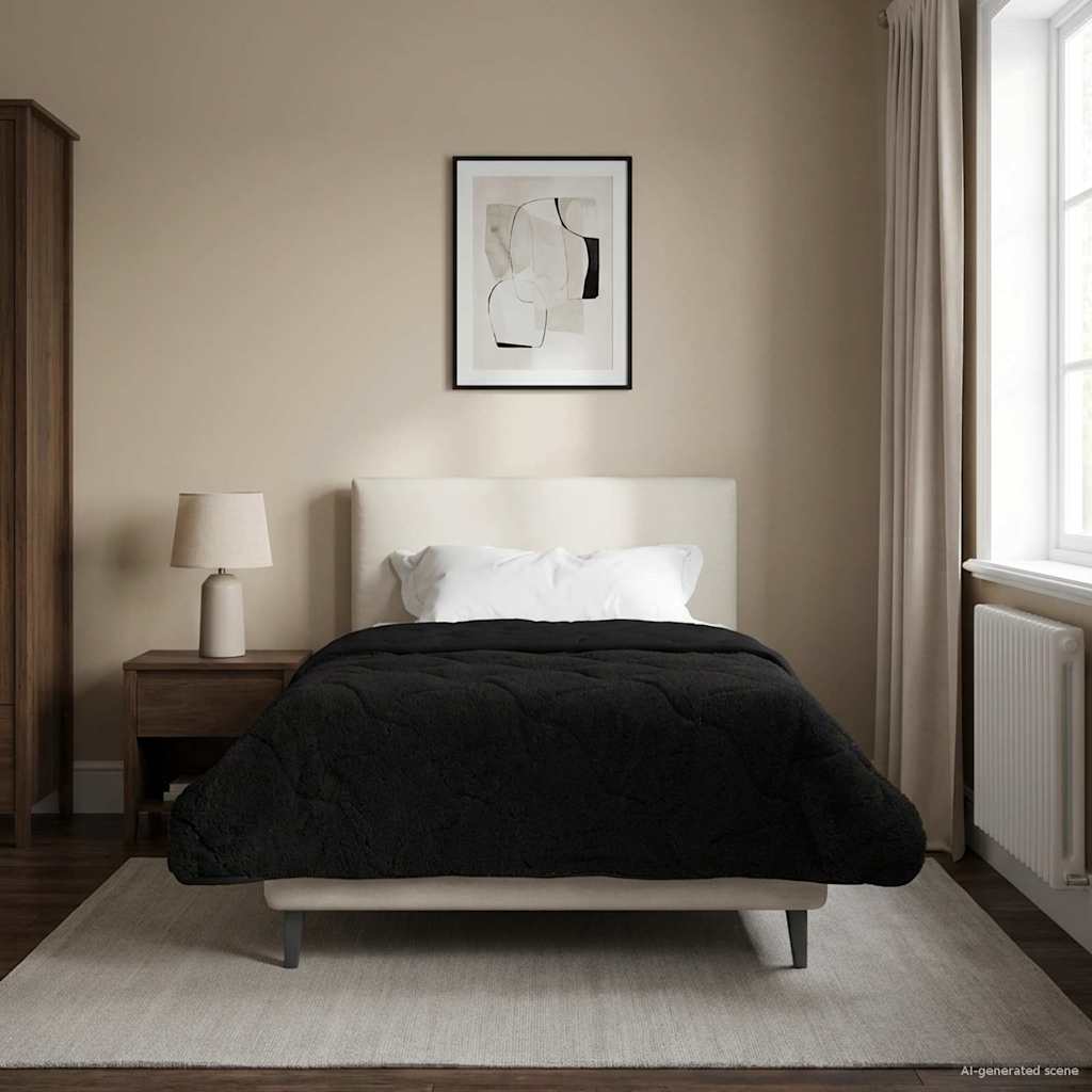 Winterbettdecke Gepolstert Schwarz 155 x 220 cm