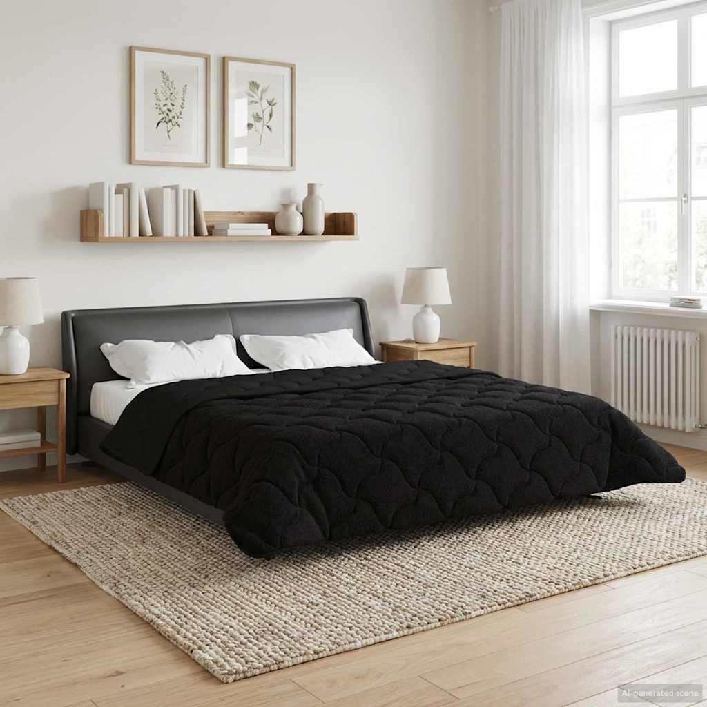 Winterbettdecke Gepolstert Schwarz 200 x 220 cm