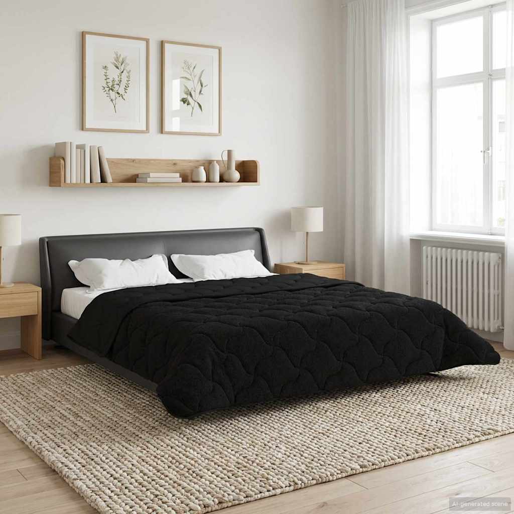Winterbettdecke Gepolstert Schwarz 220 x 260 cm