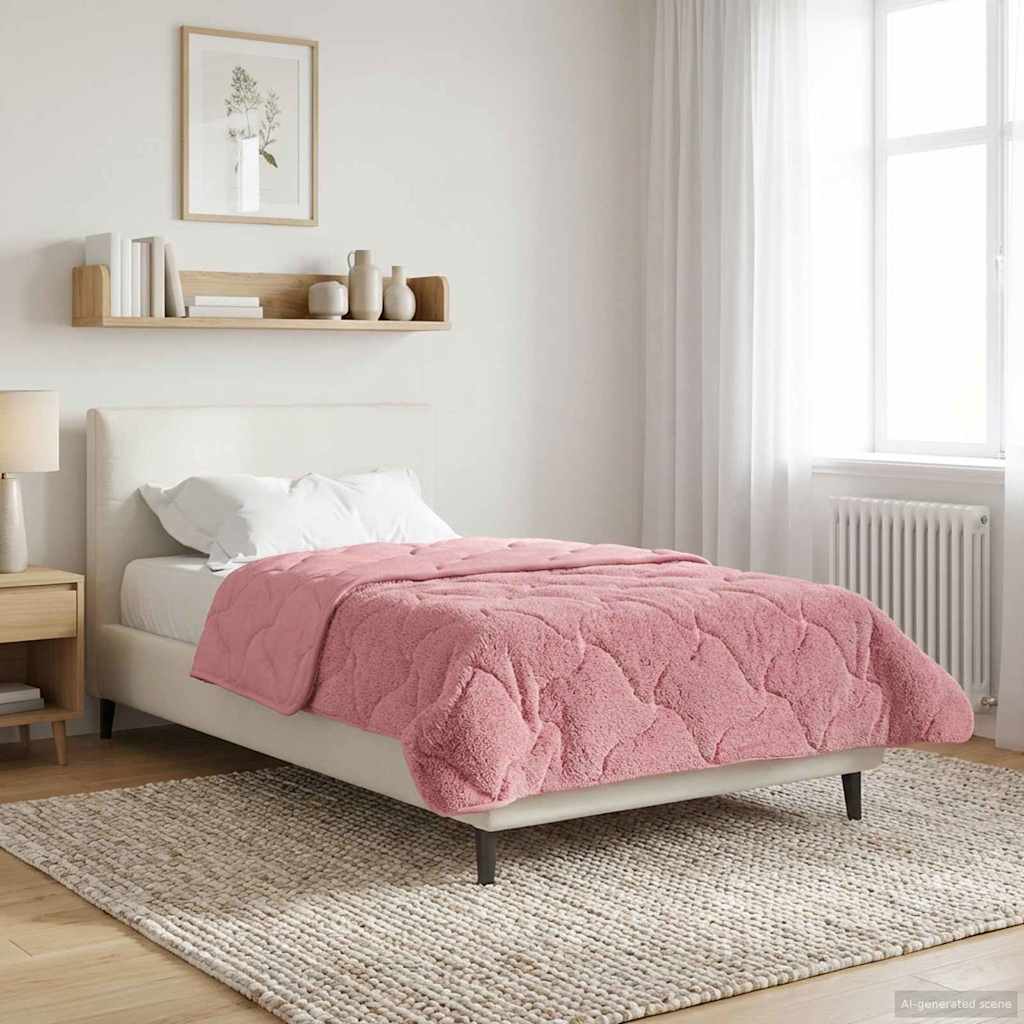 Winterbettdecke Rosa 135 x 200 cm Mikrofaser und Teddy-Fleece