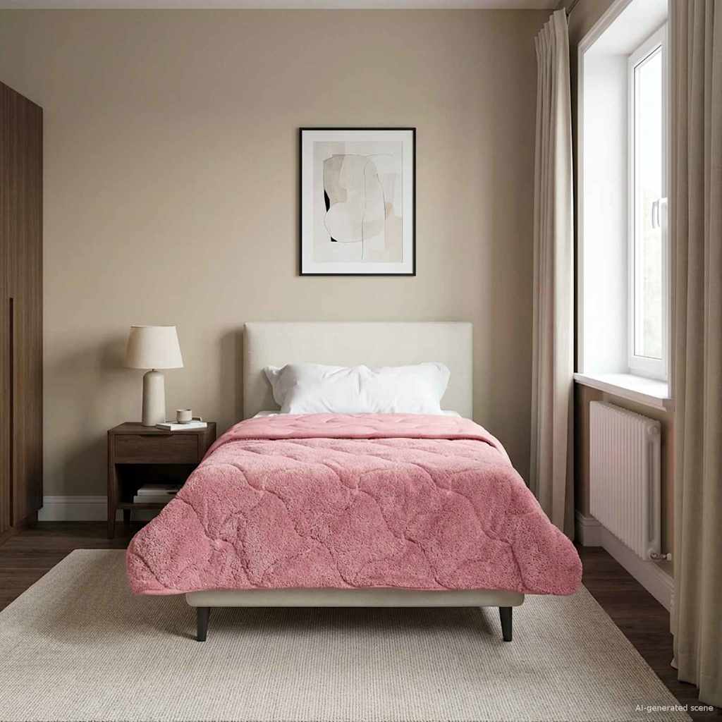 Winterbettdecke Rosa 140 x 220 cm Mikrofaser und Teddy-Fleece