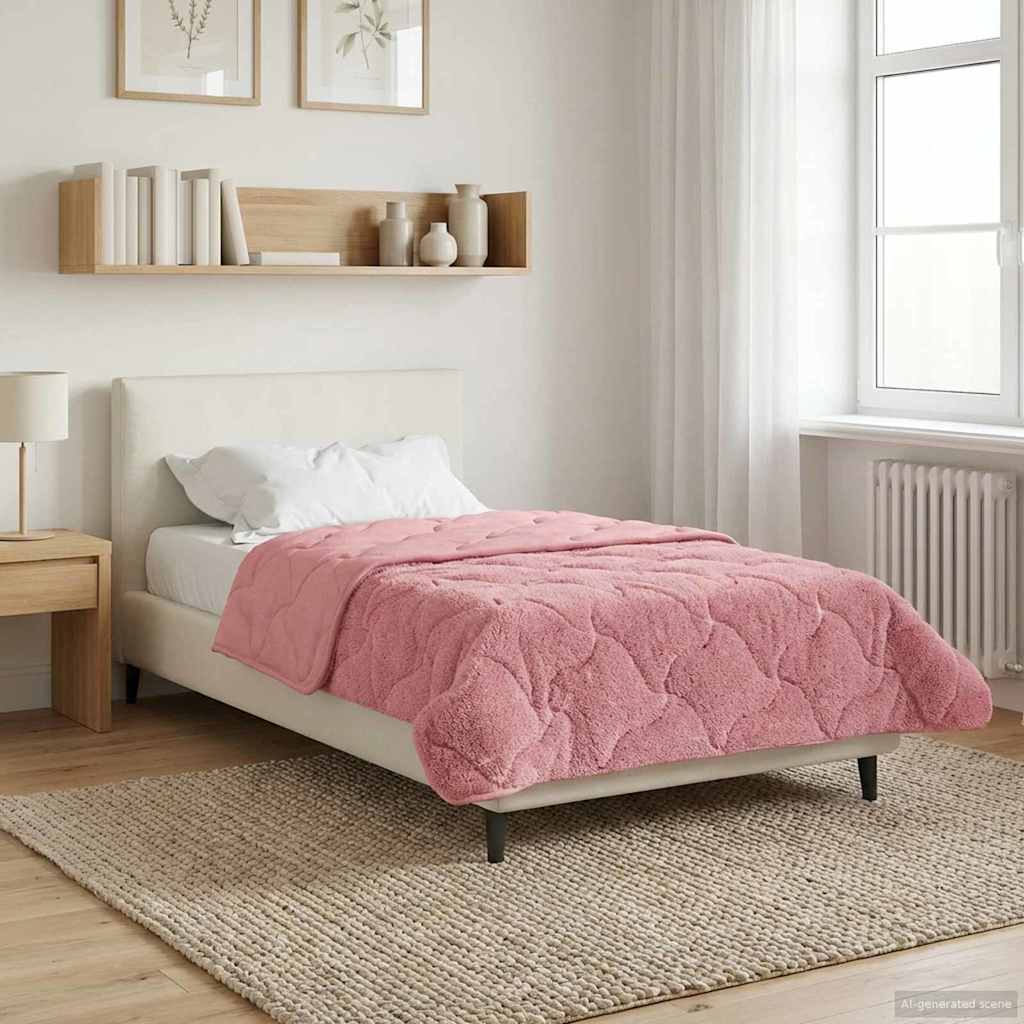 Winterbettdecke Rosa 155 x 200 cm Mikrofaser und Teddy-Fleece